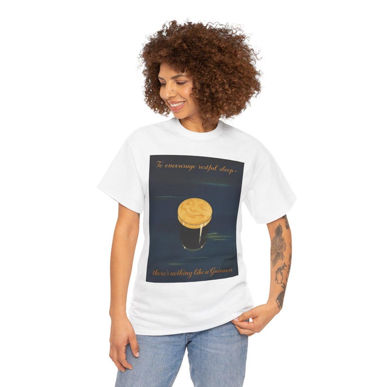 Moonlit Guinness Glass tee | Vintage beer poster, nighttime brew design image 6