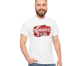 Türkiye 2026 WORLD CUP Soccer Crest Tee | Turkish Flag Brushstroke Football