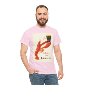 Lobsters love Guinness T-Shirt | Retro seafood beer poster tee image 17