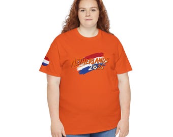 Netherlands 2026 WORLD CUP T-Shirt | Orange Blue Brushstroke