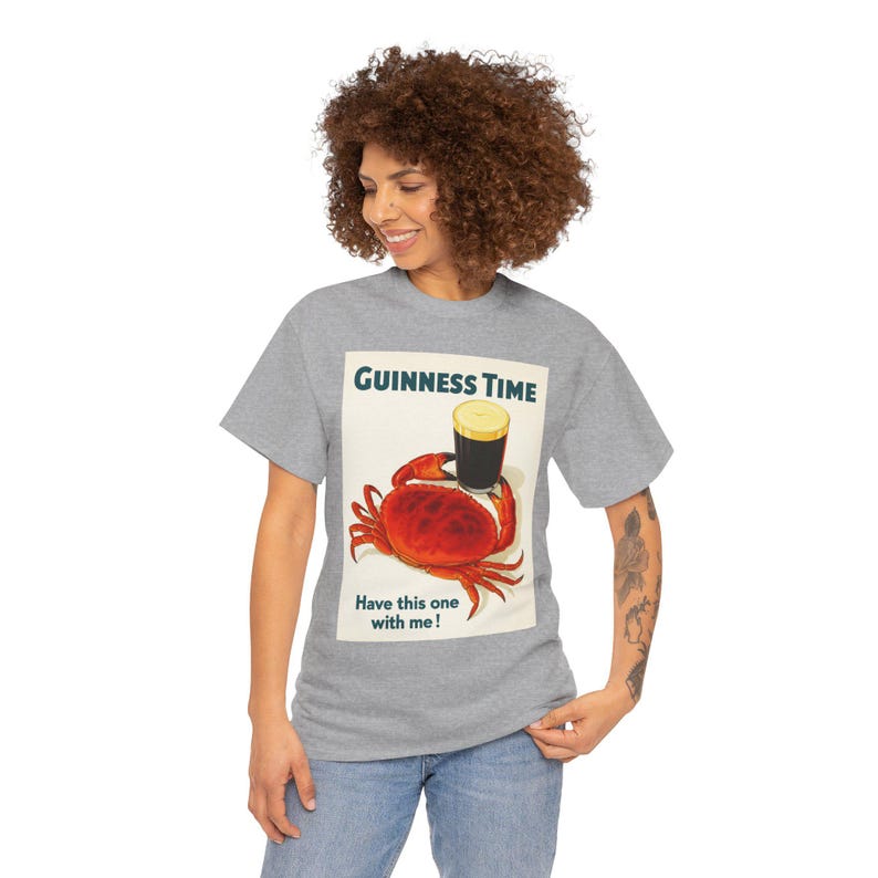 T-shirt d'affiche de crabe Guinness Time | T-shirt graphique bière rétro image 15