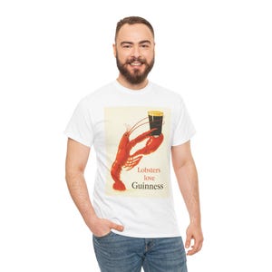 Lobsters love Guinness T-Shirt | Retro seafood beer poster tee image 1