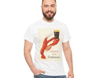 Lobsters love Guinness T-Shirt | Retro seafood beer poster tee