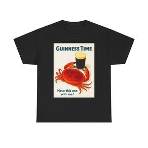 T-shirt d'affiche de crabe Guinness Time | T-shirt graphique bière rétro image 3