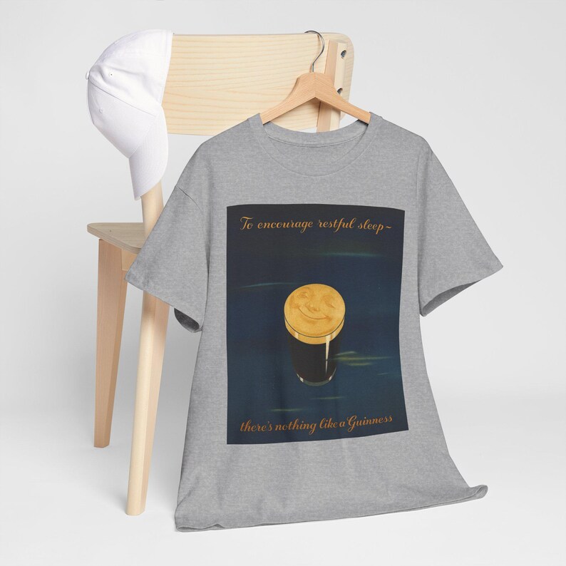 Moonlit Guinness Glass tee | Vintage beer poster, nighttime brew design image 3