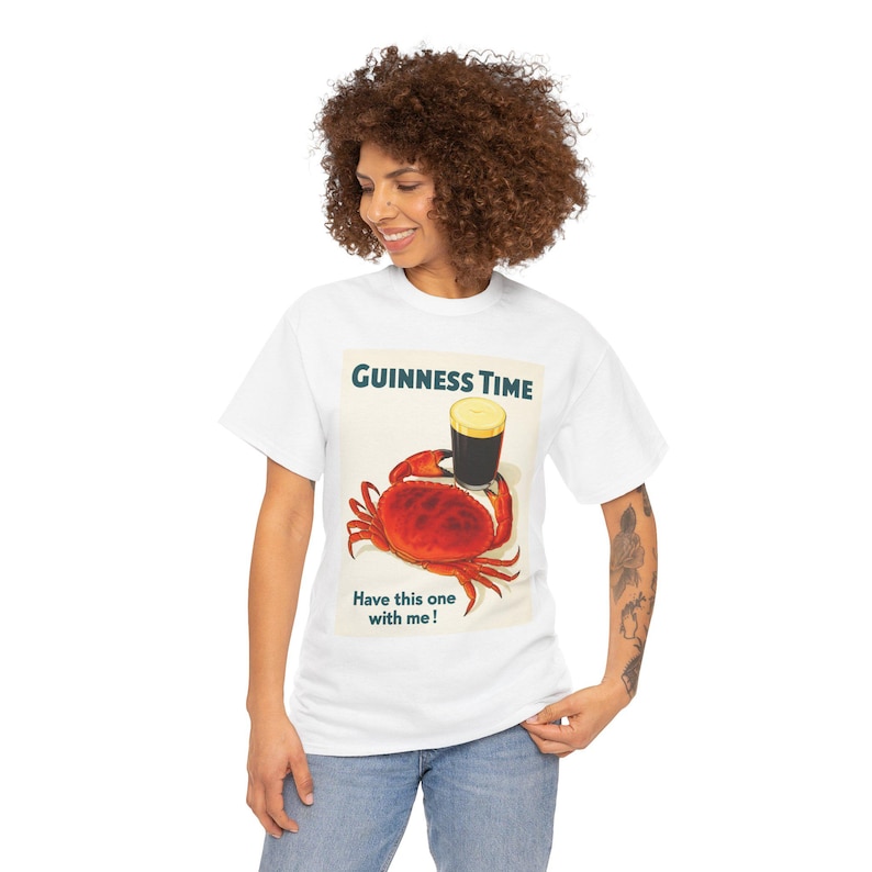 T-shirt d'affiche de crabe Guinness Time | T-shirt graphique bière rétro image 13