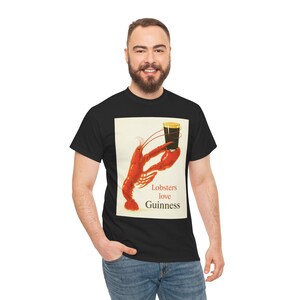 Lobsters love Guinness T-Shirt | Retro seafood beer poster tee image 14