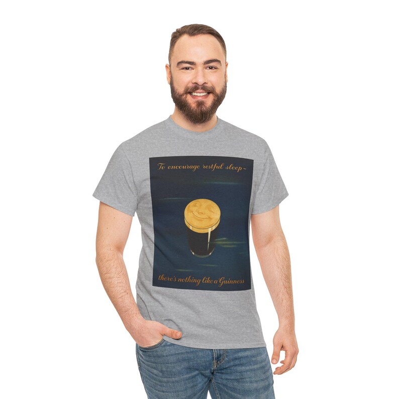 Moonlit Guinness Glass tee | Vintage beer poster, nighttime brew design image 13