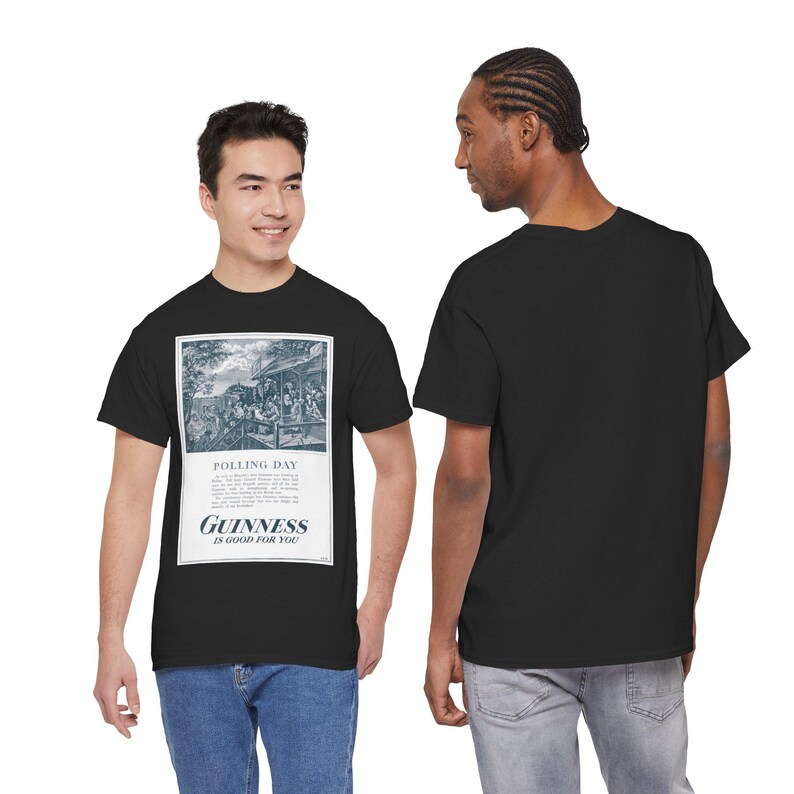 Polling Day Guinness Poster T-Shirt | Vintage Beer Ad Tee image 17
