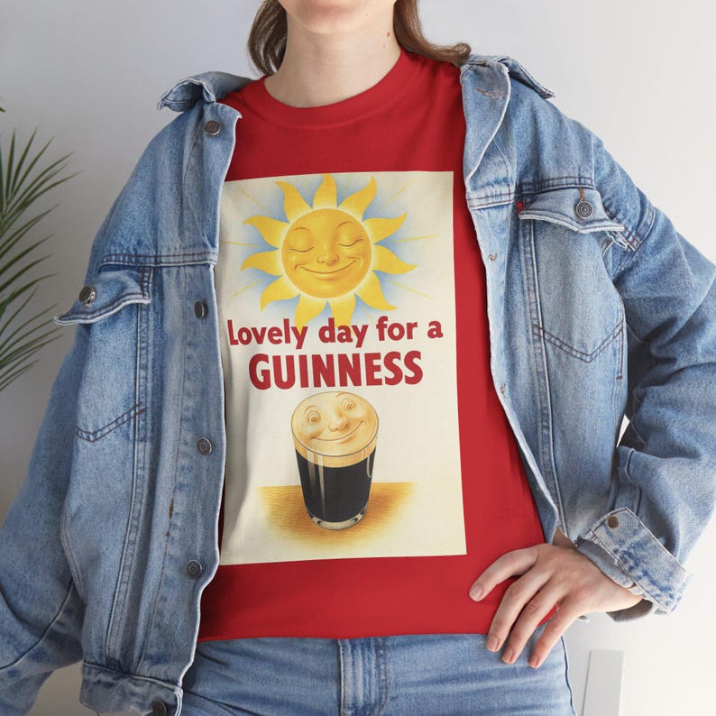Guinness Sun Pint Graphic T-Shirt | Retro Beer Poster Tee image 17