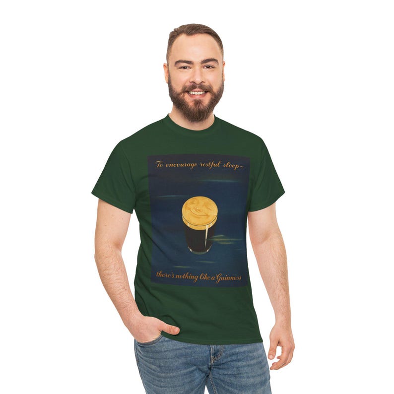 Moonlit Guinness Glass tee | Vintage beer poster, nighttime brew design image 14