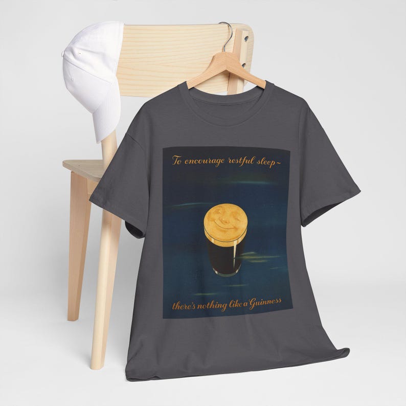 Moonlit Guinness Glass tee | Vintage beer poster, nighttime brew design image 5