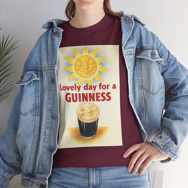 Guinness Sun Pint Graphic T-Shirt | Retro Beer Poster Tee image 15