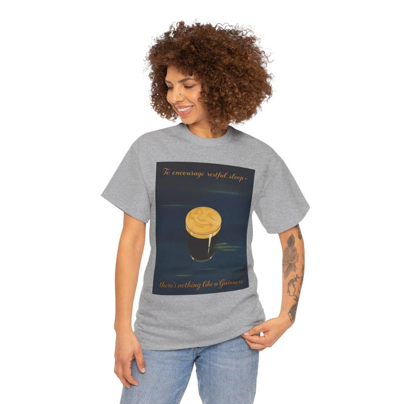 Moonlit Guinness Glass tee | Vintage beer poster, nighttime brew design image 8