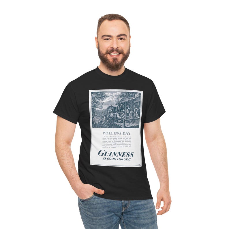 Polling Day Guinness Poster T-Shirt | Vintage Beer Ad Tee image 7