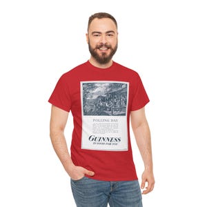 Polling Day Guinness Poster T-Shirt | Vintage Beer Ad Tee image 10