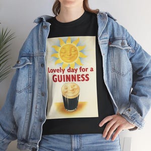 Guinness Sun Pint Graphic T-Shirt | Retro Beer Poster Tee image 11