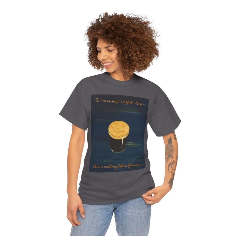 Moonlit Guinness Glass tee | Vintage beer poster, nighttime brew design image 10