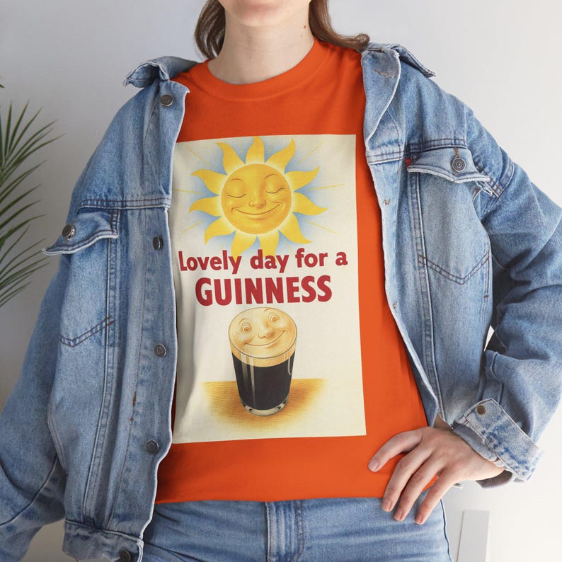 Guinness Sun Pint Graphic T-Shirt | Retro Beer Poster Tee image 14