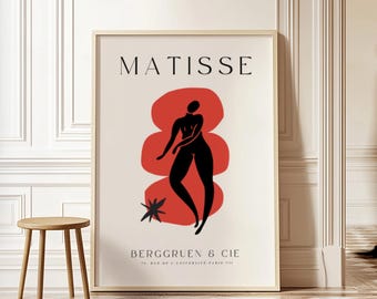 Art mural imprimable inspiré de Matisse | silhouette abstraite rouge de Zazzle.be Liste d'envies Vous avez des idées ? Décoration de salon éclectique | Téléchargement instantané