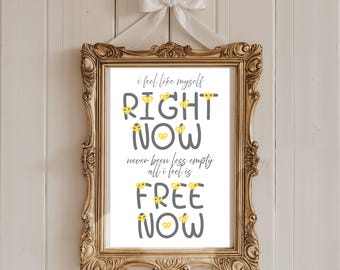 Right Now x Free Now Grey Yellow Coquette Bow Gracie Abrams Digital ePrint Wall Art Print Good Riddance The Secret of Us