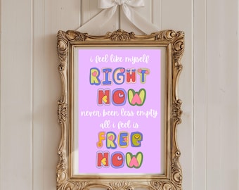 Right Now x Free Now Purple Maximalist Gracie Abrams Digital ePrint Wall Art Print Good Riddance The Secret of Us