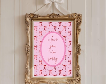 I Love You, I'm Sorry Gracie Abrams The Secret of Us Pink Bow Coquette Aesthetic Digital Download Print