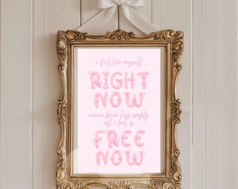 Right Now x Free Now Pink Coquette Bow Gracie Abrams Digital ePrint Wall Art Print Good Riddance The Secret of Us
