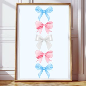 Transgender Trans Bow Blue Ribbon Subtle Pride Flag LGBTQIA+ Design Wall Art Digital Print
