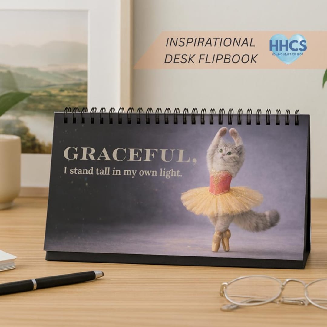 Ballet Cat Inspirational Desk Flipbook - Calm & Self-worth Quotes - Etsy