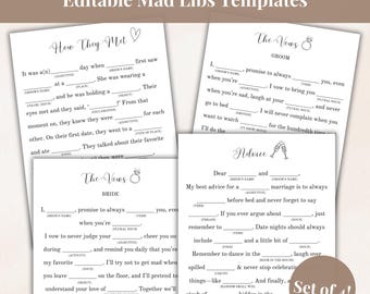 Wedding Mad Libs Bridal Shower Mad Libs Wedding Table Games Wedding Puzzle Bridal Shower Game Wedding Activities Wedding Advice Card