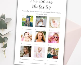 How Old Was the Bride Bridal Shower Games Age Guessing Game Wedding Table Games Bridal Shower Icebreaker