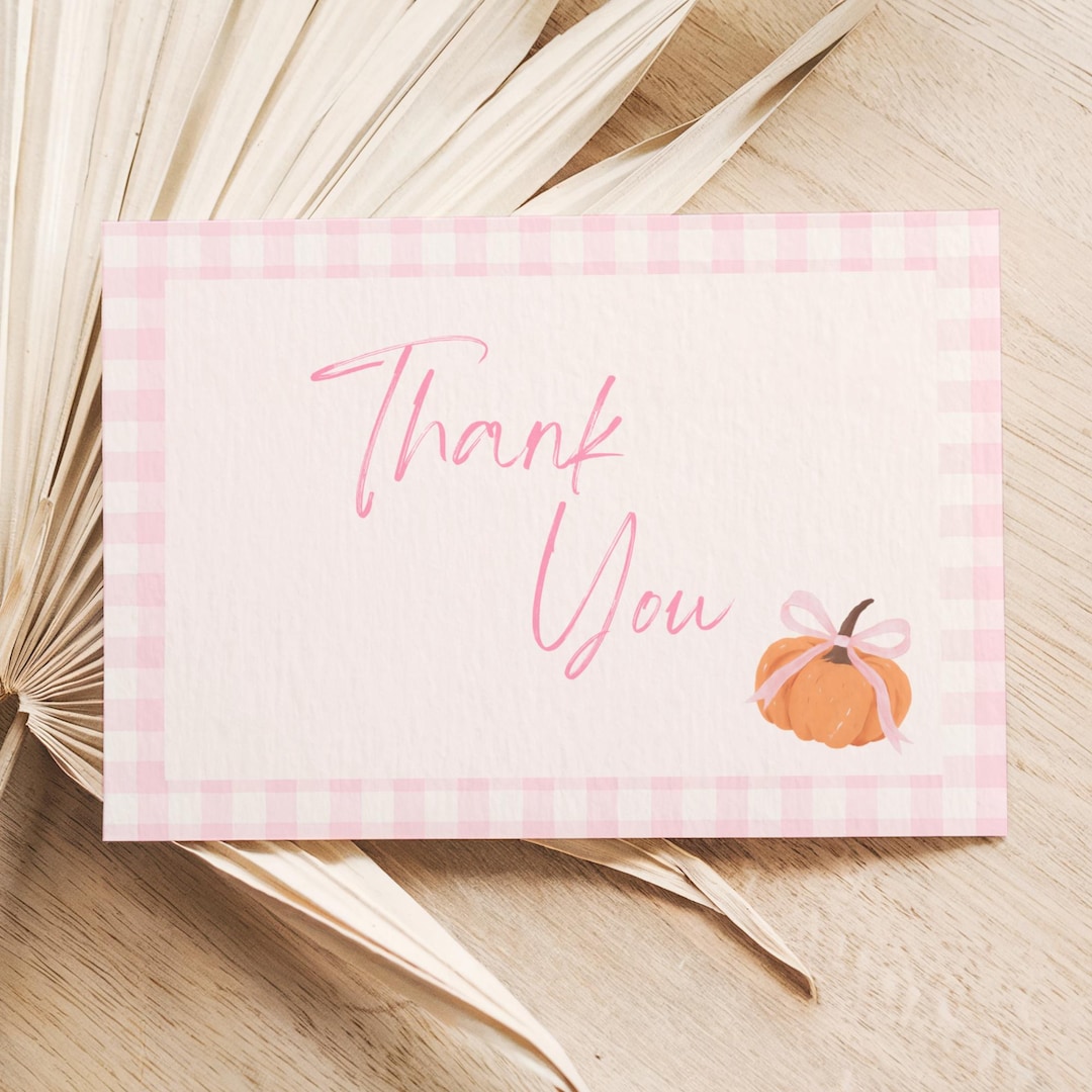 Pumpkin Thank You Card Baby Shower Card Design Template Fall Invitation ...