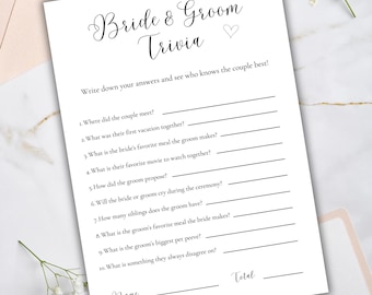 Bride or Groom Game Editable Bridal Shower Trivia Guess Who Bride or Groom Wedding Activities Icebreaker Game