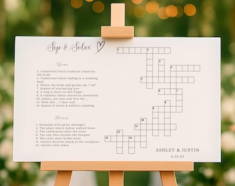 Wedding Crossword Sip and Solve Custom Puzzle Wedding Crossword Puzzle Wedding Activities Wedding Game Crossword Puzzle Wedding Puzzle