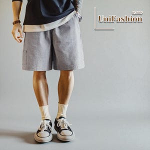 Men&#39;s Checkered Shorts | Summer Casual Straight-Leg | Elastic Waist Shorts | Breathable Streetwear Bottoms | Gift for Him