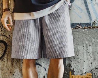 Men's Checkered Shorts – Breathable Streetwear Elastic Waist