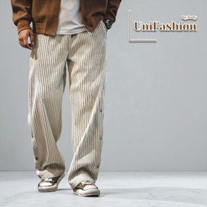Men’s Loose Corduroy Pants | Straight Leg Casual Trousers | Relaxed Fit Streetwear Bottoms | Baggy Workwear Pants for Men