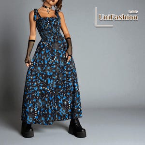 Women&#39;s Gothic Maxi Dress | Grunge Lace Up Y2k Fashion | Aesthetic Graphic Clothing | Gift For Her