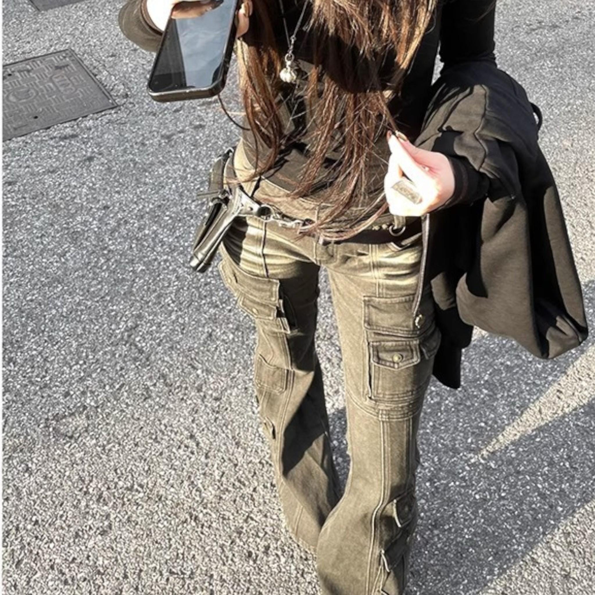 Straight Cargo Pants | Multi Pocket Flared Jeans | Daily Wear