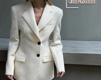 Oversized Women's Blazer | Casual Loose Lapel Jacket | Fashion Chic Coat | Streetwear Layering Outfit