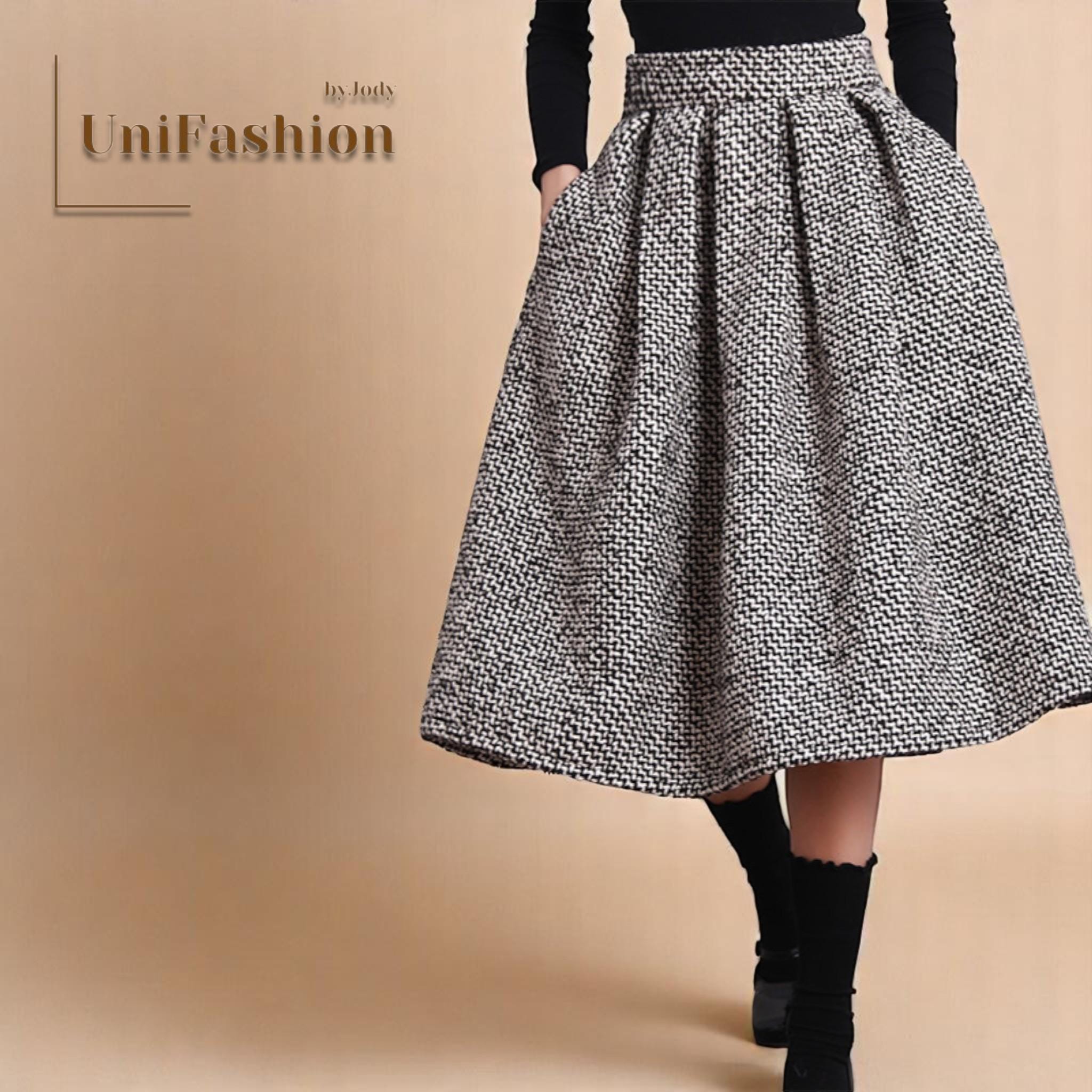 Long Midi Skirts | Women's Casual Bottoms | High Waist Skirts | A-Line Plaid Style | Gift For Her | Birthday Gift