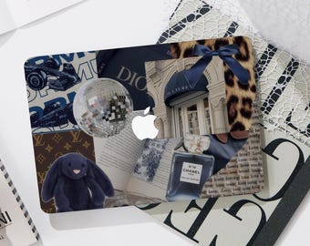 Blue Collage Macbook Pro 13 inch Case | Hard Laptop Case for Macbook Air 13/11 Pro 13/14/15/16 2023 2024 M2 2025 | Laptop Case Cover