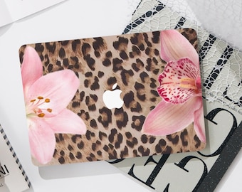 Leopard and Flowers Macbook Pro 13 inch Case | Hard Laptop Case for Macbook Air 13/11 Pro 13/14/15/16 2023 2024 M2 2025 | Laptop Case Cover