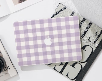 Purple Check Macbook Pro 13 inch Case | Hard Laptop Case for Macbook Air 13/11 Pro 13/14/15/16 2023 2024 M2 2025 | Laptop Case Cover