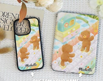 Cute Bear Kindle Case cover for Personalization Kindle Colorsoft,Kindle case with auto wake,Case For iPhone 16 15 14 13 Pro/ Max/ Plus