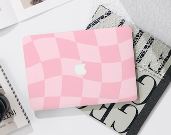 Eenvoudig roze geruite MacBook Pro 13-inch hoesje | Harde laptoptas voor Macbook Air 13/11 Pro 13/14/15/16 2023 2024 M2 2025 | Hoes laptophoes