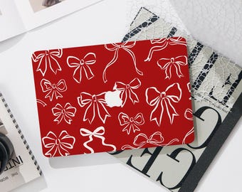 Retro Red Bow Macbook Pro 13 inch Case | Hard Laptop Case for Macbook Air 13/11 Pro 13/14/15/16 2023 2024 M2 2025 | Laptop Case Cover