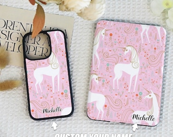 Cute Pink Unicorn Kindle Case Cover For Kindle Colorsoft,Kindle Case With Auto Wake,Case For iPhone 16 15 14 13 Pro/ Max/ Plus
