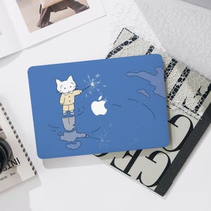 Blue Cartoon Cat Macbook Pro 13 inch Case | Hard Laptop Case for Macbook Air 13/11 Pro 13/14/15/16 2023 2024 M2 2025 | Laptop Case Cover